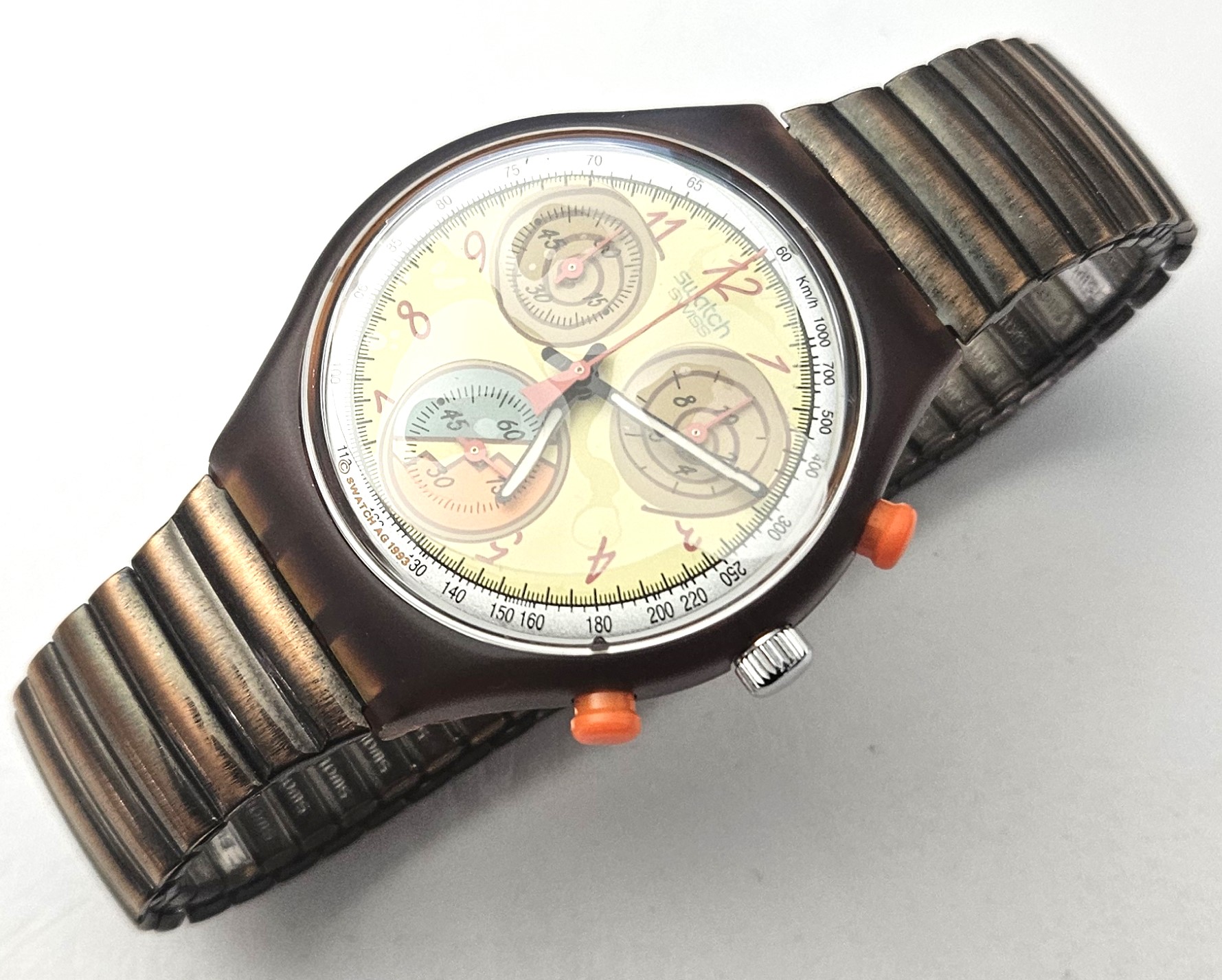 Swatch Chrono 1994 - SCO100M - Dancing Feathers - METAL STRAP - Nuovo